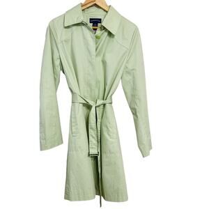Charter Club Lime Green Cotton Button Down Trench Coat
